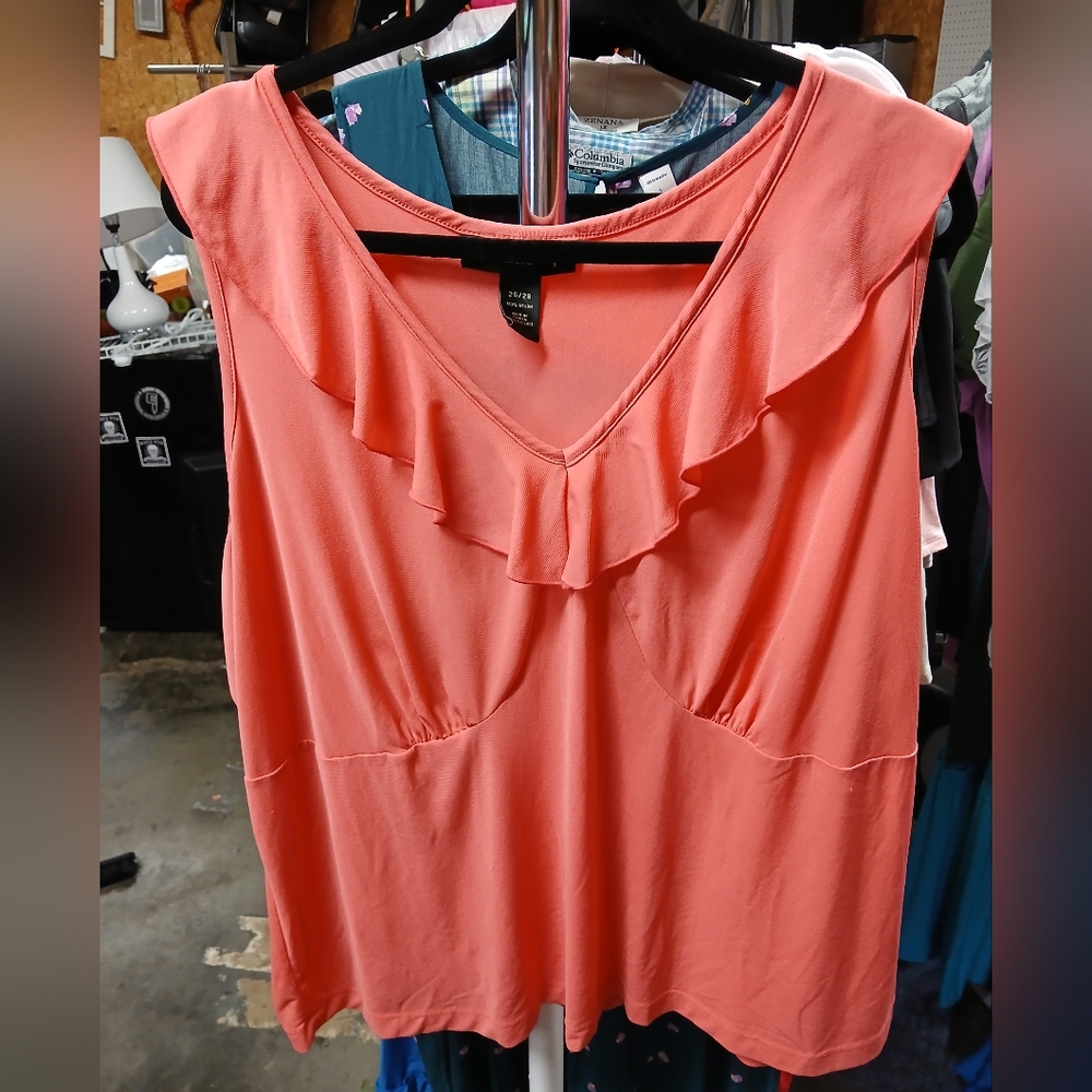 Venezia Coral Colored Sleeveless Women's Blouse Top Size 26/28